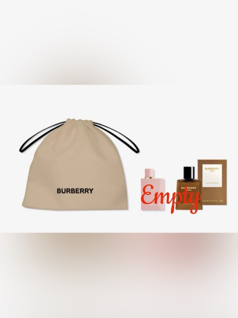 Burberry Limited Edition Beige Drawstring Pouch, Hero & Her Minis “Empty”